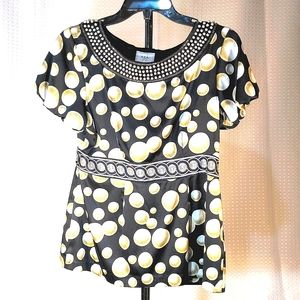 eci silky short sleeve petite top 8p 8 S M